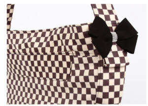 Windsor Check Cuddle Dog Carrier with Nouveau Bow in black